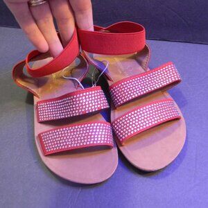 Adrienne Vittadini Girl Red Strappy Sandals Ankle Detail NWOT